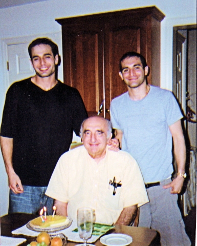 Jim, Charlie & Charlie with Dads birthday pie