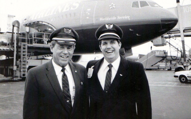 John and son, John, his co-pilot on his last trip